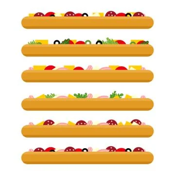 Pizza side view set. Colorful vector image Stock Illustration