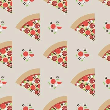 Pizza slice abstract vector colored seamless pattern Stock Illustration