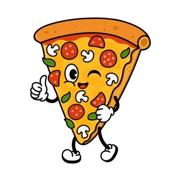 Pizza slice character winking and giving thumbs up Stock Illustration