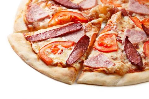 Pizza slice close up Fotos Stock