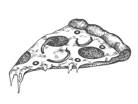 Pizza slice hand drawn drawing Stock Illustration