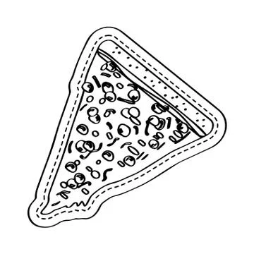 Pizza slice icon dotted sticker Stock Illustration