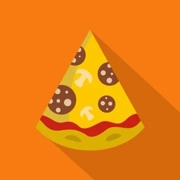 Pizza slice icon, flat style Stock Illustration
