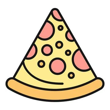 Pizza slice icon with pepperoni and cheese toppings Stock Illustration
