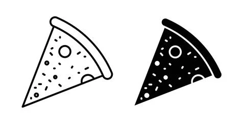 Pizza slice icon symbol. Vector illustration pack in black color. Stock Illustration