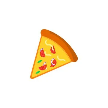 Pizza slice icon vector. Pizza slice with melted cheese Stock Illustration