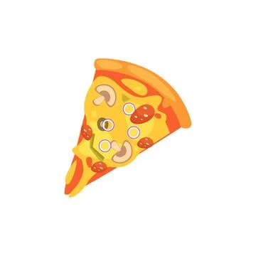 Pizza slice icon vector. Pizza slice with melted cheese Stock Illustration