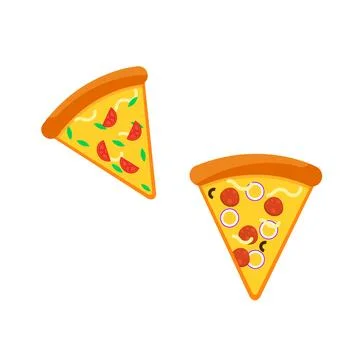 Pizza slice icon vector. Pizza slice with melted cheese Stock Illustration