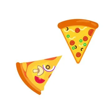 Pizza slice icon vector. Pizza slice with melted cheese Stock Illustration