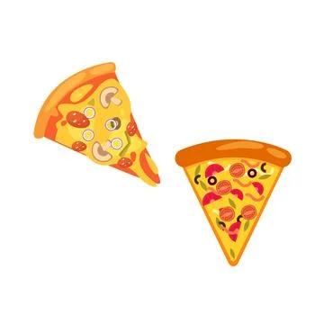 Pizza slice icon vector. Pizza slice with melted cheese Stock Illustration