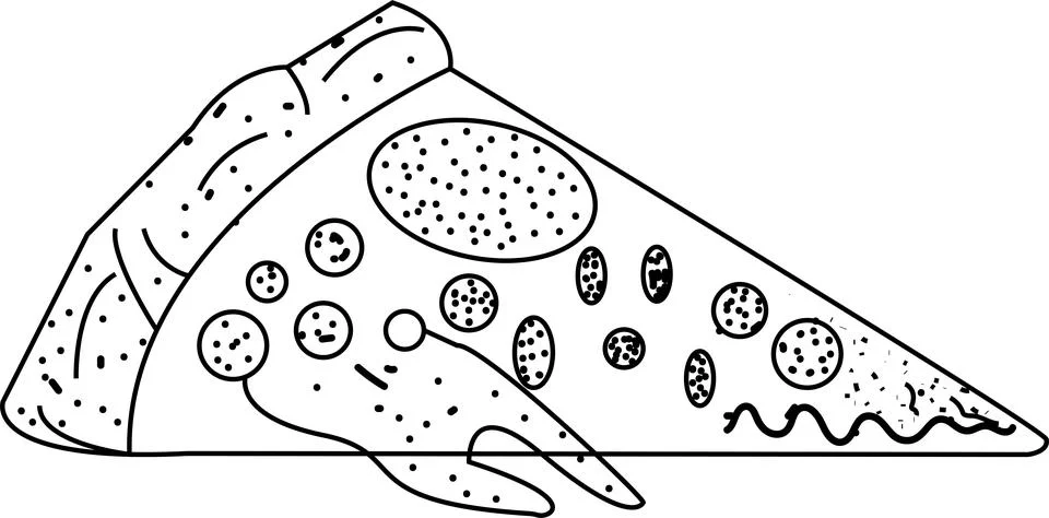 Pizza Slice Line Art Vector Illustration Stock Illustration
