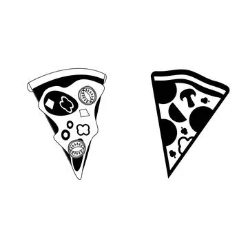 Pizza slice line icon. Pizza flat line icon Stock Illustration