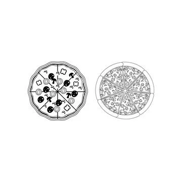 Pizza slice line icon. Pizza flat line icon Stock Illustration