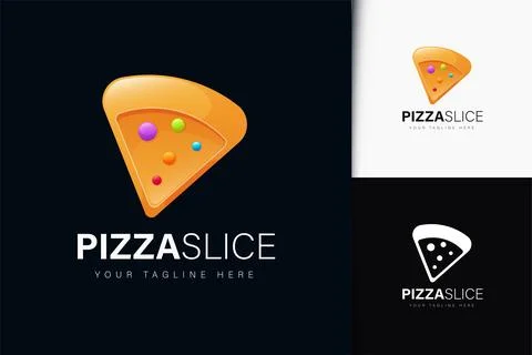 Pizza slice logo design with gradient Stock Illustration