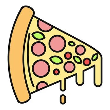 Pizza slice with melted cheese and pepperoni toppings Stock Illustration