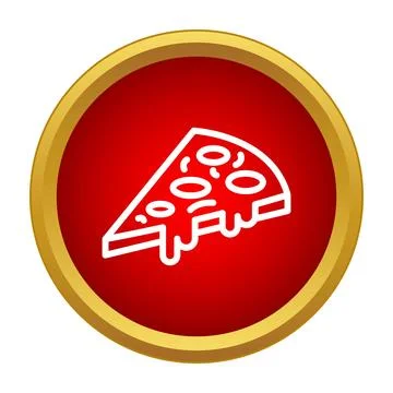 Pizza slice outline icon with melting cheese topping Stock Illustration