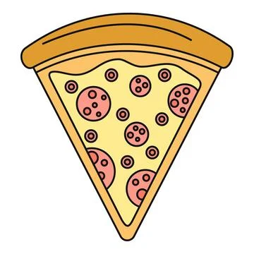Pizza slice with pepperoni and cheese vector illustration Stock Illustration