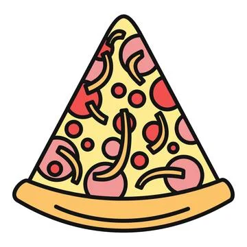Pizza slice with pepperoni and cheese toppings cartoon Stock Illustration