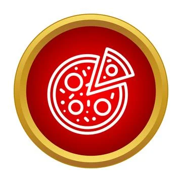 Pizza with slice pulled out line icon Stock Illustration