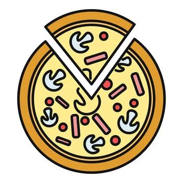 Pizza with slice removed displaying toppings icon Stock Illustration