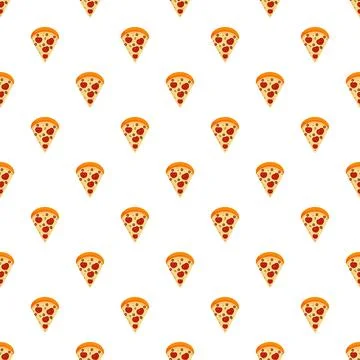 Pizza slice repeating pattern on white background Stock Illustration