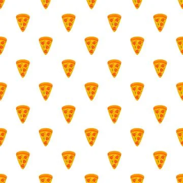 Pizza slice repeating pattern on white background Stock Illustration