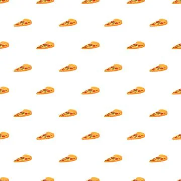 Pizza slice seamless pattern as fast food background Stock Illustration