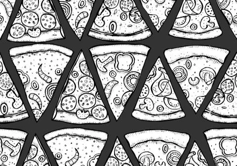 Pizza Slice seamless Pattern Illustrazione stock