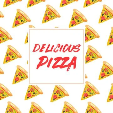 Pizza slice seamless pattern. Pizza box background Illustrazione stock