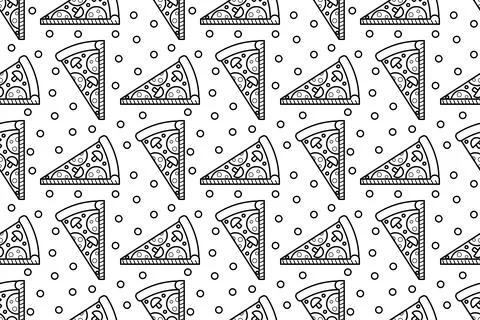 Pizza Slice seamless pattern on white background Stock Illustration