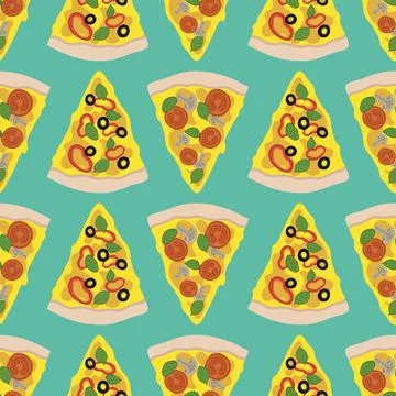 Pizza slice seamless vector pattern design Stock Illustration