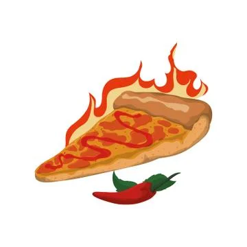Pizza slice spicy sauce Illustrazione stock