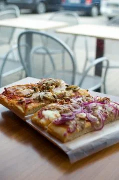 Pizza by the slice (square pizza) Stock Photos