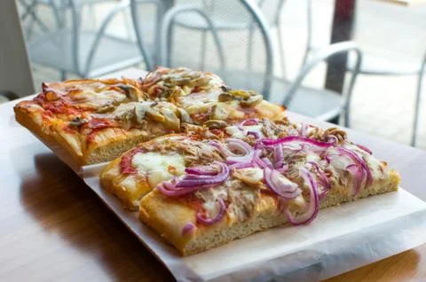 Pizza by the slice (square pizza) Stock Photos