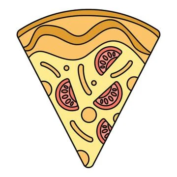 Pizza slice with tomato and cheese toppings illustration イラスト素材