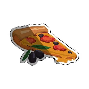 Pizza slice tomato olive Stock Illustration