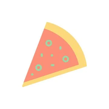 Pizza Slice Vector Illustration Isolated On White Background Asset. Stock Illustration