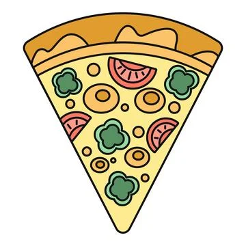 Pizza slice with vegetable toppings illustration Stock Illustration
