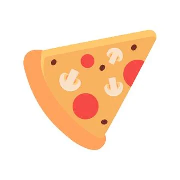 Pizza slice on white background. Vector illustration in trendy flat style. EPS Stock Illustration