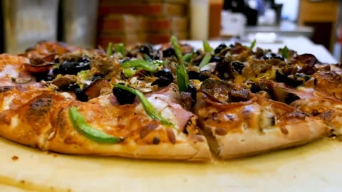 Pizza sliced restaurant Video stock 273210734