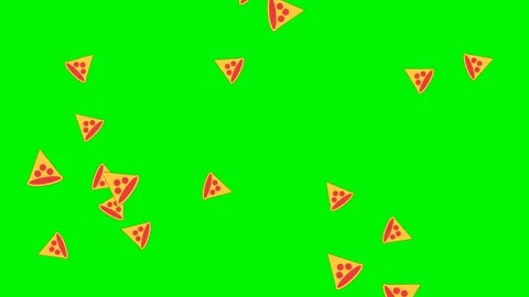 Pizza slices falling on green screen overlay 4K Vídeo Stock 337062941