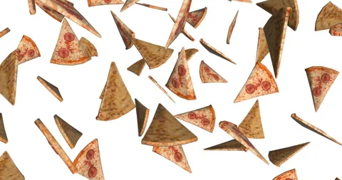 Pizza Slices falling slow motion Stockbeeldmateriaal 251880415