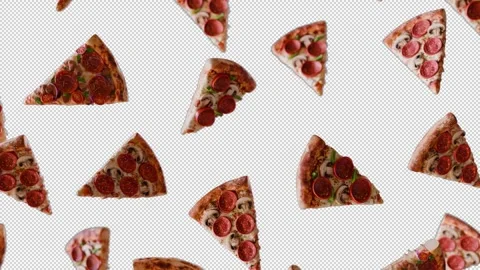 Pizza Slices Floating Stock Footage 341960267