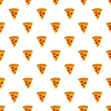 Pizza slices with heart pepperoni pattern seamless background 库存插图