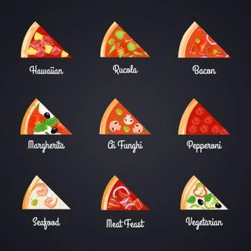 Pizza Slices Icon Set Stock Illustration