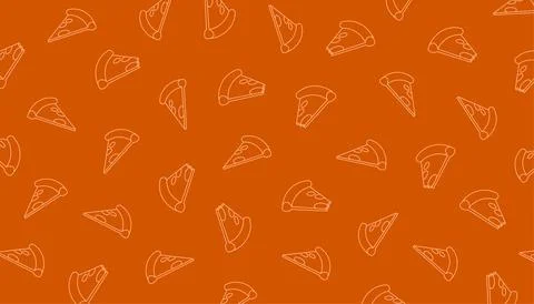 Pizza slices outline pattern on orange background Ilustração Stock