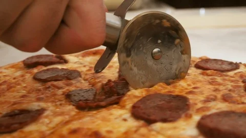 Pizza slicing Stock Footage 102415766