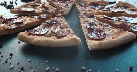 Pizza, slow motion, table, ingradents Stock Footage 150517819