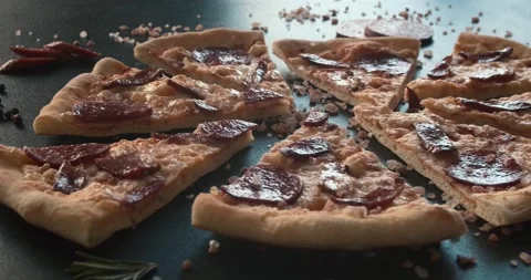 Pizza, slow motion, table, ingradents Stock Footage 150520189