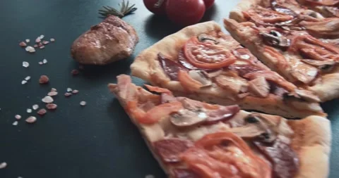 Pizza, slow motion, table, ingradents Stock Footage 150520507